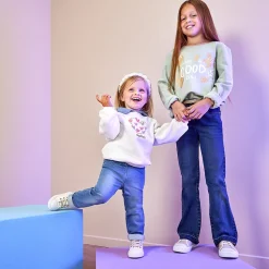 Jeans in denim met uitlopende pasvorm meisjes