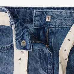 Jeans in denim momfit met elastische taille en fantasiehalsdoekje meisjes