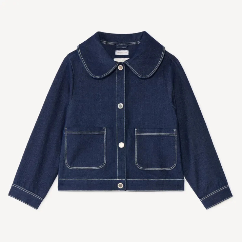 Jeansjacket meisjes met een kraag.