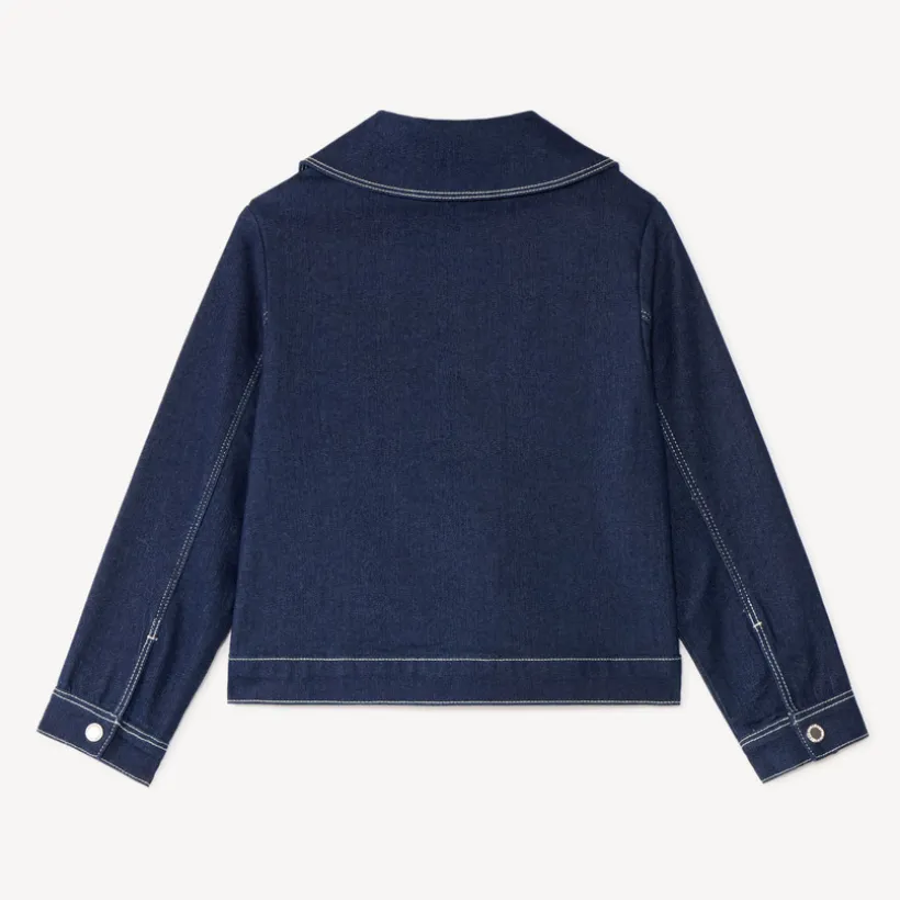 Jeansjacket meisjes met een kraag.