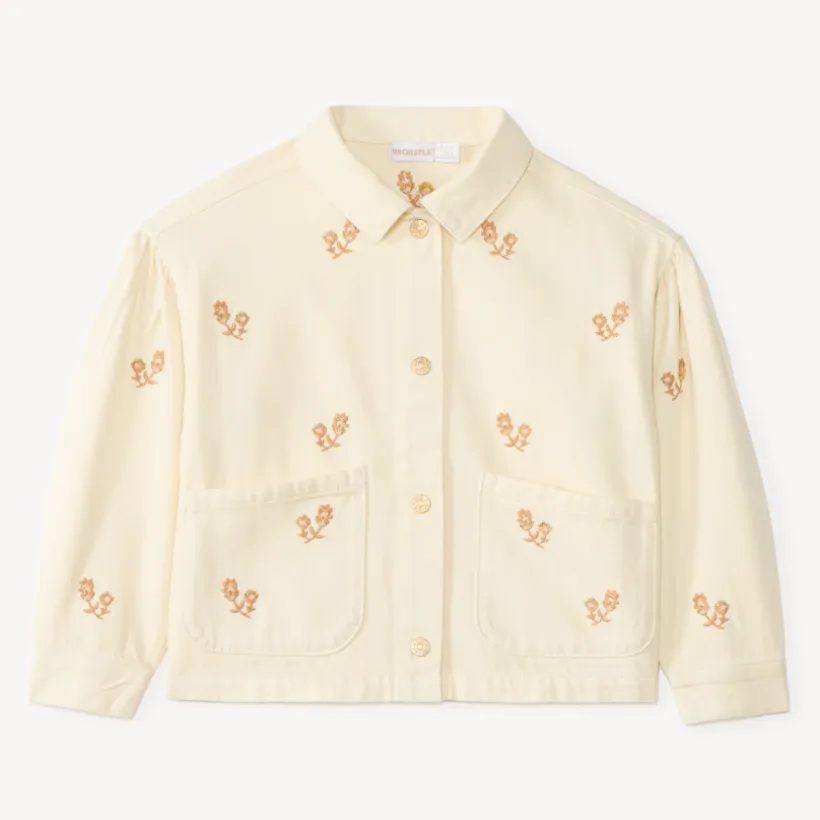 Jeans jacket voor meisjes met bloem borduursels