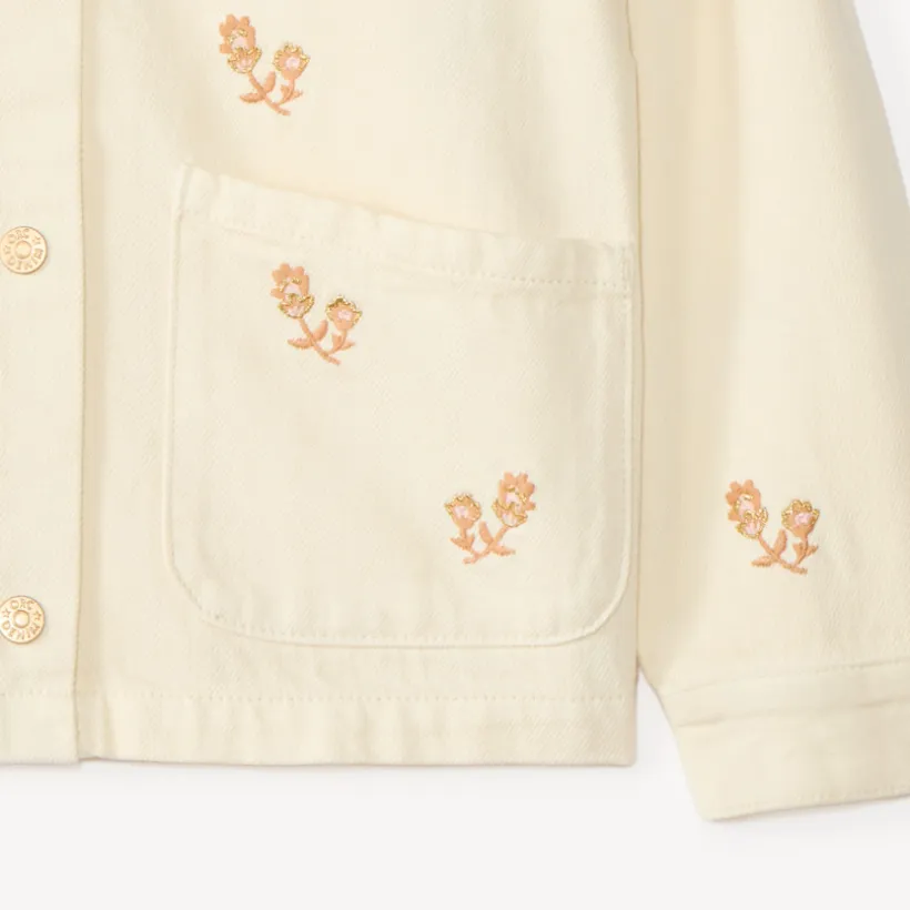 Jeans jacket voor meisjes met bloem borduursels