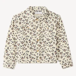 Jeansjack met luipaardprint meisjes