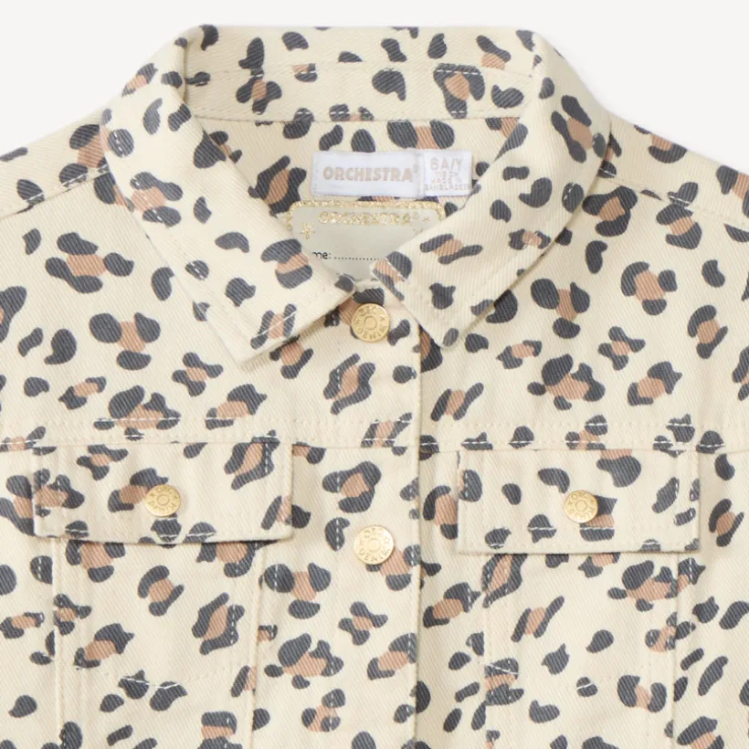 Jeansjack met luipaardprint meisjes