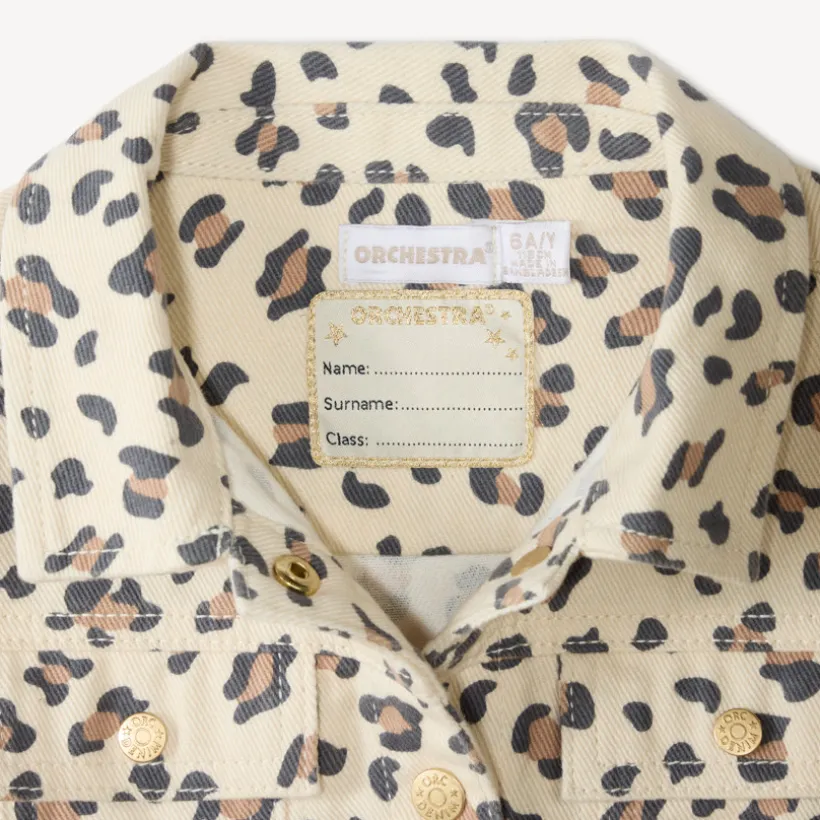 Jeansjack met luipaardprint meisjes