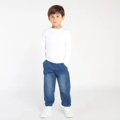 Jeansjogger met denimlook, effen blauw, jongens