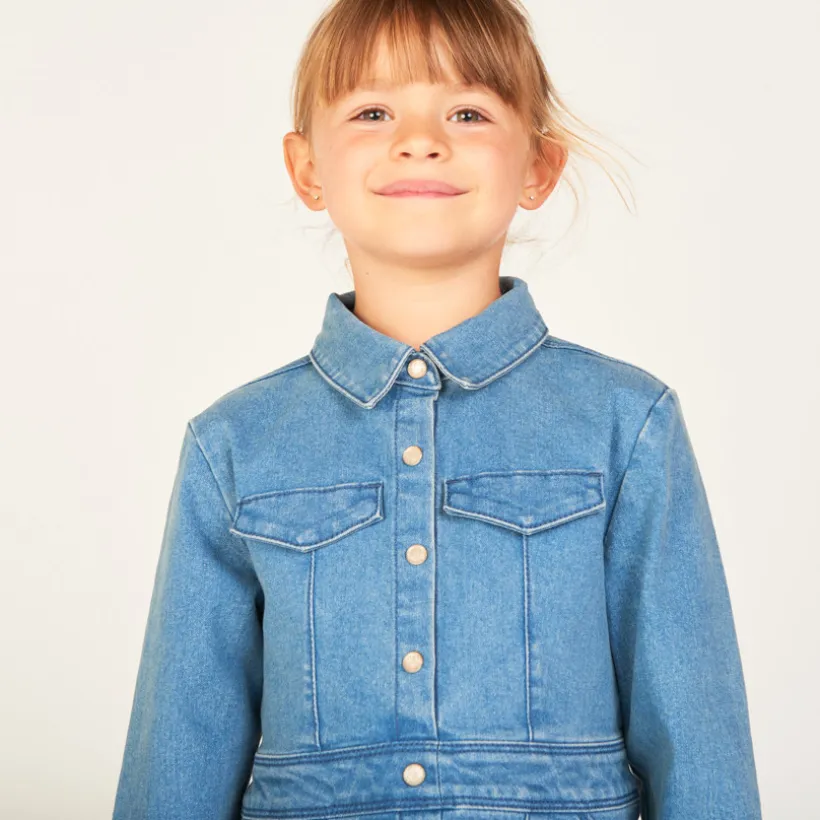 Jeans jurk met lange mouwen in worker-stijl meisjes