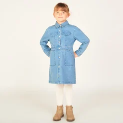 Jeans jurk met lange mouwen in worker-stijl meisjes