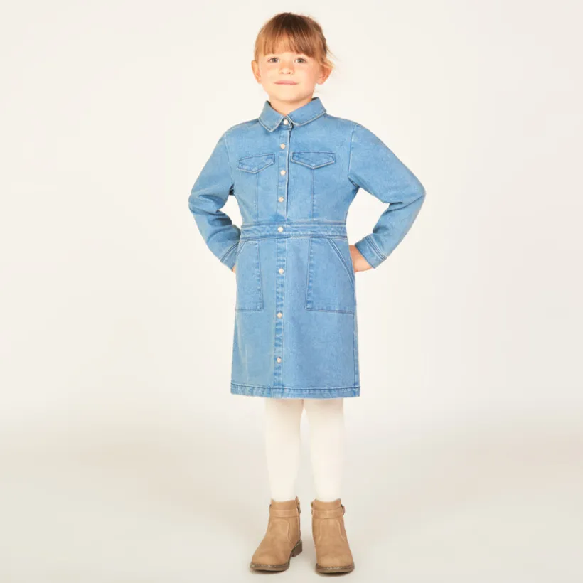 Jeans jurk met lange mouwen in worker-stijl meisjes