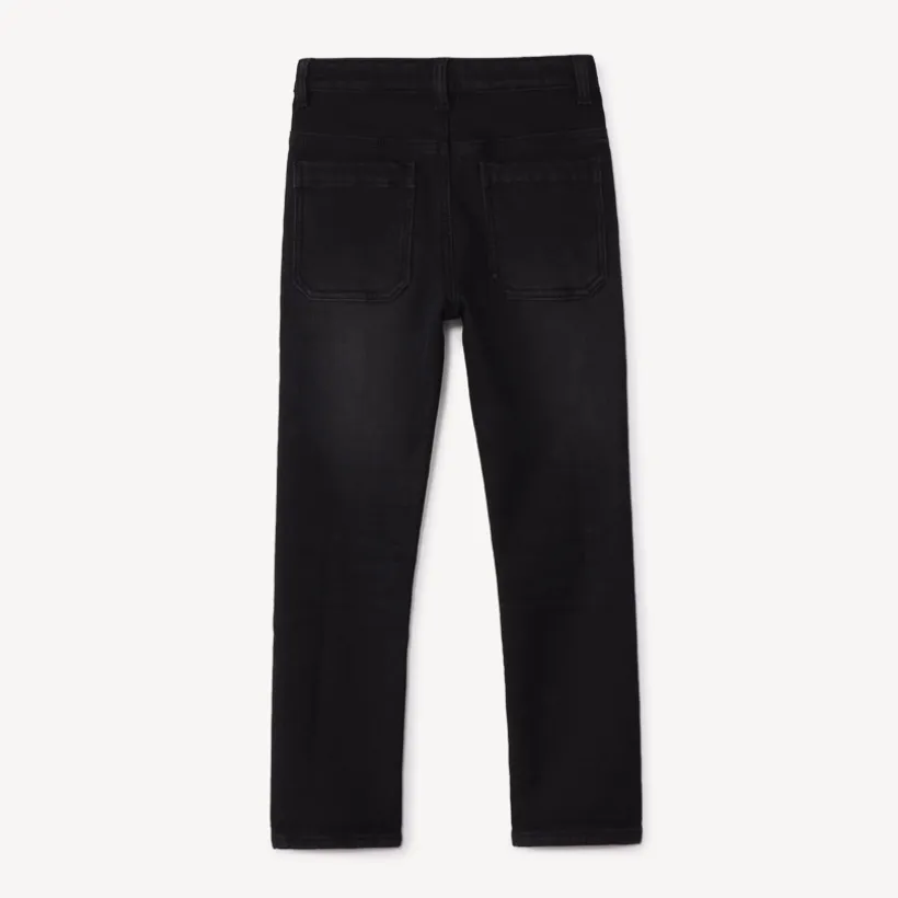 Jeans met denimlook en microfleece voering, effen zwart, jongens