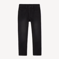 Jeans met denimlook en microfleece voering, effen zwart, jongens