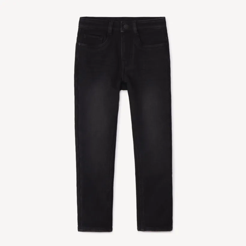 Jeans met denimlook en microfleece voering, effen zwart, jongens