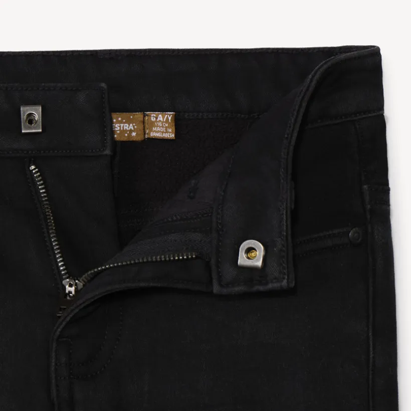 Jeans met denimlook en microfleece voering, effen zwart, jongens