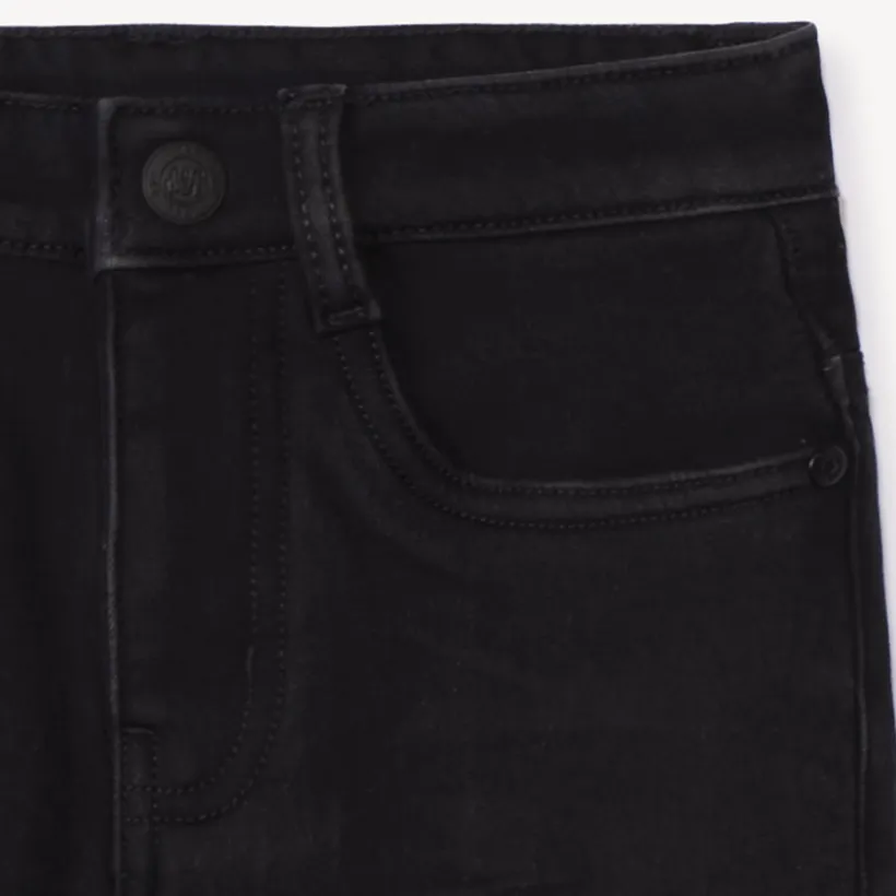 Jeans met denimlook en microfleece voering, effen zwart, jongens