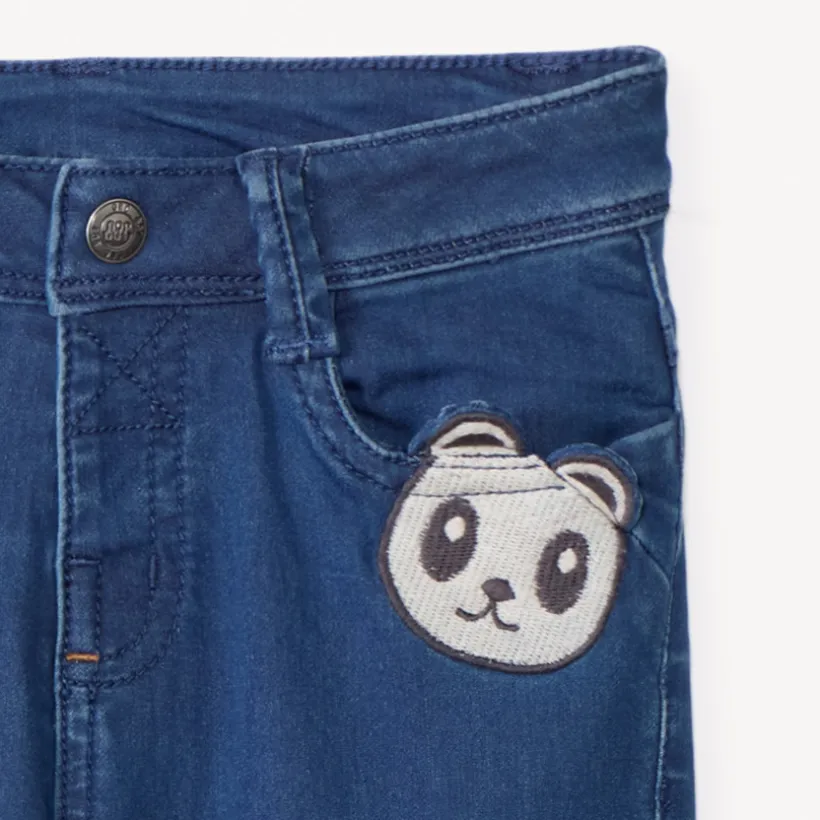 Jeans met denimlook, gevoerd met jersey, met speelse zak voor babyjongens