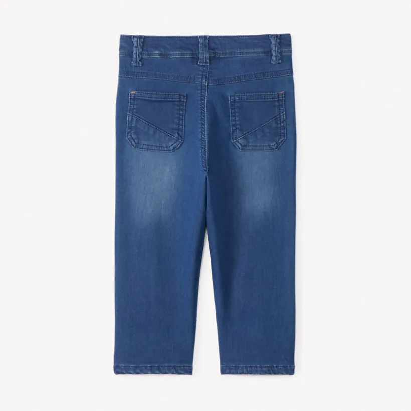 Jeans met denimlook, gevoerd met jersey, met speelse zak voor babyjongens