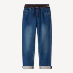 Jeans met elastische taille en denim effect jongens