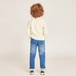 Jeans met elastische taille en denim effect jongens