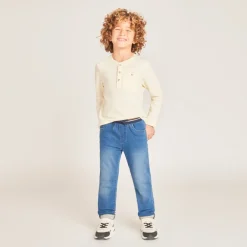 Jeans met elastische taille en denim effect jongens