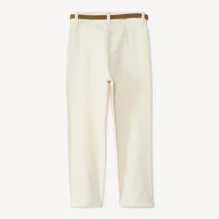 Jeans mom in effen denim met afneembare bruine riem meisjes