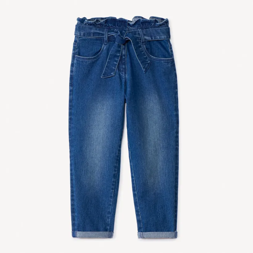 Jeans paperbag met ceintuur meisjes