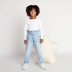 Jeans paperbag met knoopceintuur meisjes