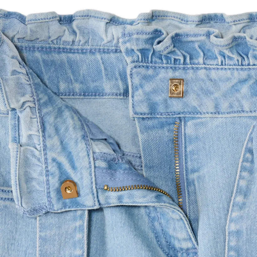 Jeans paperbag met knoopceintuur meisjes