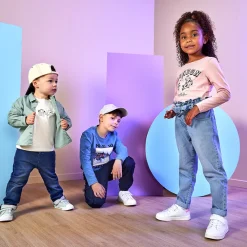 Jeans paperbag met knoopceintuur meisjes