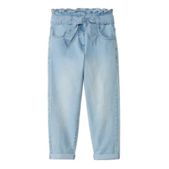 Jeans paperbag met knoopceintuur meisjes