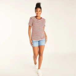 Jeansshort voor zwangerschap met versleten effect en hoge band.