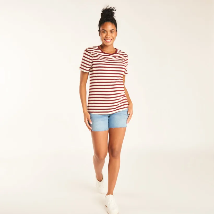 Jeansshort voor zwangerschap met versleten effect en hoge band.