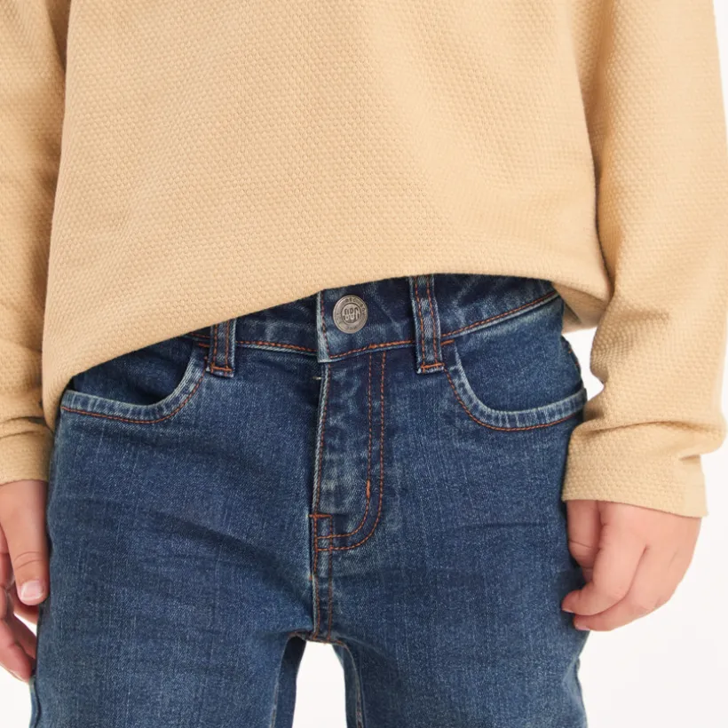 Jeans slim fit in denim met contrasterende naden jongens
