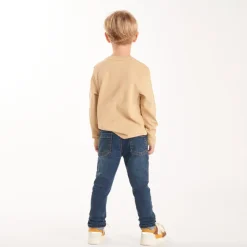 Jeans slim fit in denim met contrasterende naden jongens
