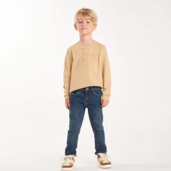 Jeans slim fit in denim met contrasterende naden jongens