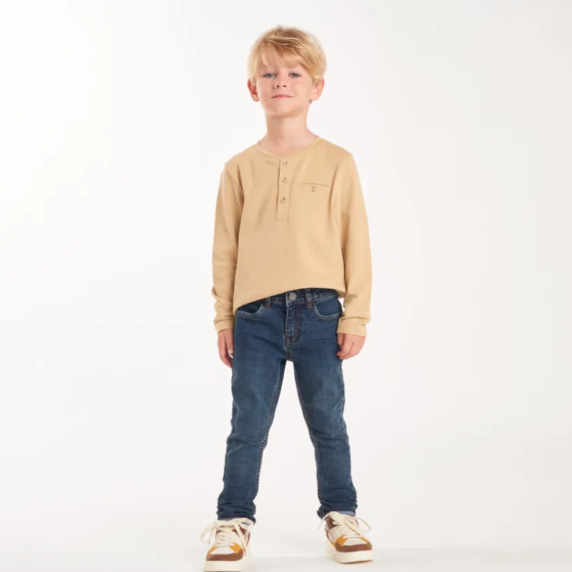 Jeans slim fit in denim met contrasterende naden jongens