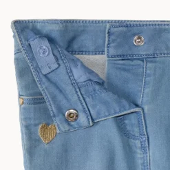 Jeans slim met gouden hartborduursels voor babymeisje