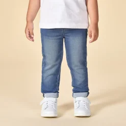 Jeans slim met gouden hartborduursels voor babymeisje