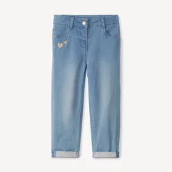 Jeans slim met gouden hartborduursels voor babymeisje