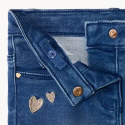 Jeans slim met gouden hartborduursels voor babymeisje