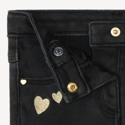 Jeans slim met gouden hartborduursels voor babymeisje