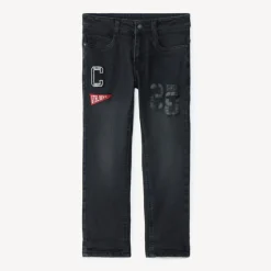 Jeans van denim met jersey voering en fantasie-etiket jongens