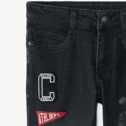 Jeans van denim met jersey voering en fantasie-etiket jongens