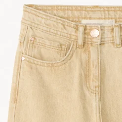 Jeans van effen denim met uitlopende pijpen en vaste omslagen meisjes