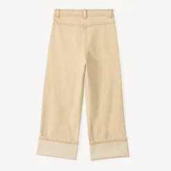 Jeans van effen denim met uitlopende pijpen en vaste omslagen meisjes