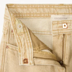 Jeans van effen denim met uitlopende pijpen en vaste omslagen meisjes