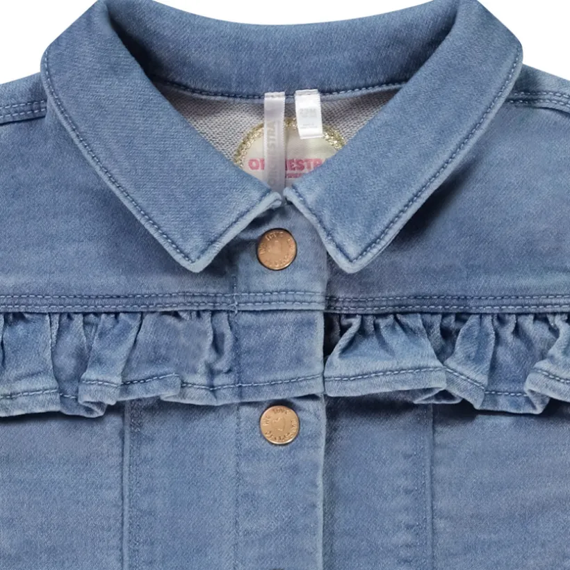 Jeansvest met volant en fantasieknoopjes meisjes