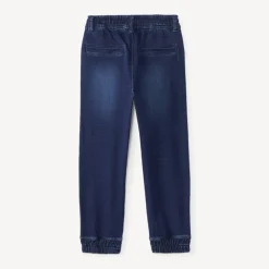 Jogger jeans in denim met elastische taille en ribboorden jongens