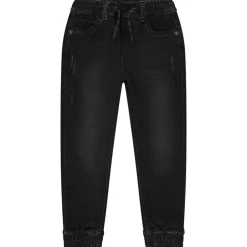 Jogger jeans in denim met elastische taille en ribboorden jongens
