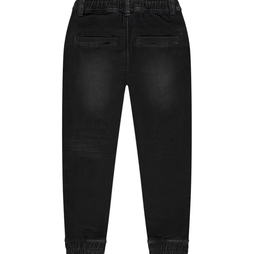 Jogger jeans in denim met elastische taille en ribboorden jongens