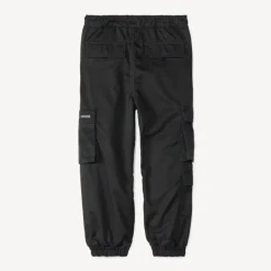 joggingbroek in effen serge met jersey voering jongens, cargo stijl